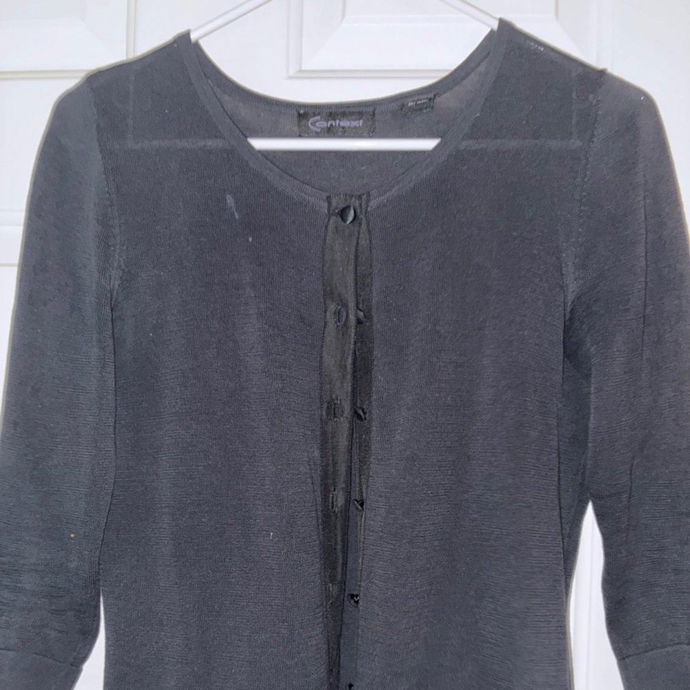 Context Button-Up Navy Cardigan Sz XS‎